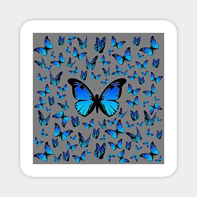 blue butterflies Magnet by poupoune