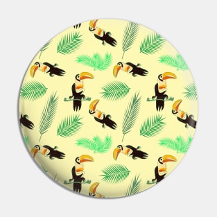 Tropical seamless pattern with toucan bird and palm tree Pin