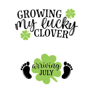 Growing My Lucky Clover Arriving: July St Patrick's Day Pregnancy Announcement T-Shirt