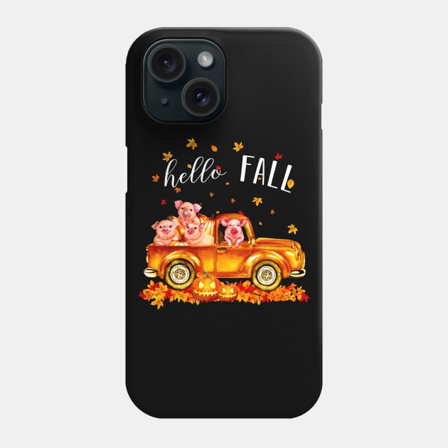 Pigs Hello Fall - Pigs In Car Pumpkin Halloween T-shirt Pigs Autunm Gift Phone Case by kimmygoderteart