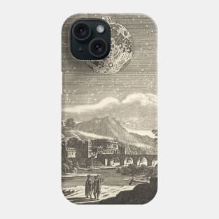 Antique Black and White Renaissance Era Moon by Allain Mallet Phone Case