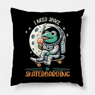 Frog On Skateboard Pillow