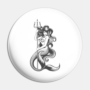 Beautiful Mermaid With Trident Pin