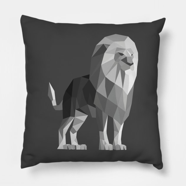 Grey Low Poly Lion Pillow by shaldesign