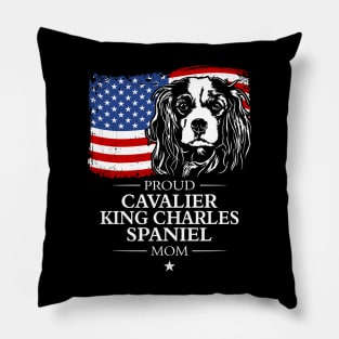 Proud Cavalier King Charles Spaniel Mom American Flag patriotic dog Pillow