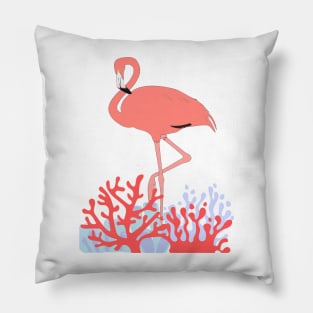 Flamingo Tropical Beach  Coral Reef Pillow