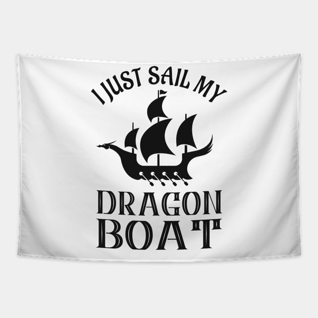 Viking Ship Dragon Boat Tapestry by Foxxy Merch