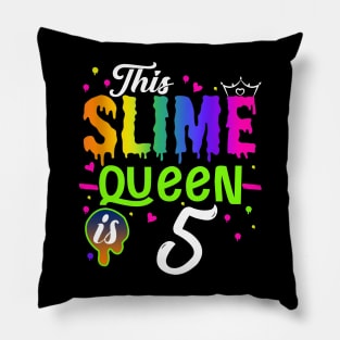 Kids This Slime Queen Is 5 Girl 5th Birthday Party Squad Outfit Pillow