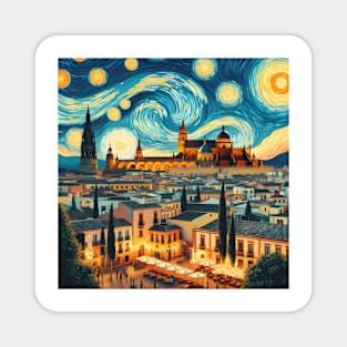 Cordoba, Spain, in the style of Vincent van Gogh's Starry Night Magnet