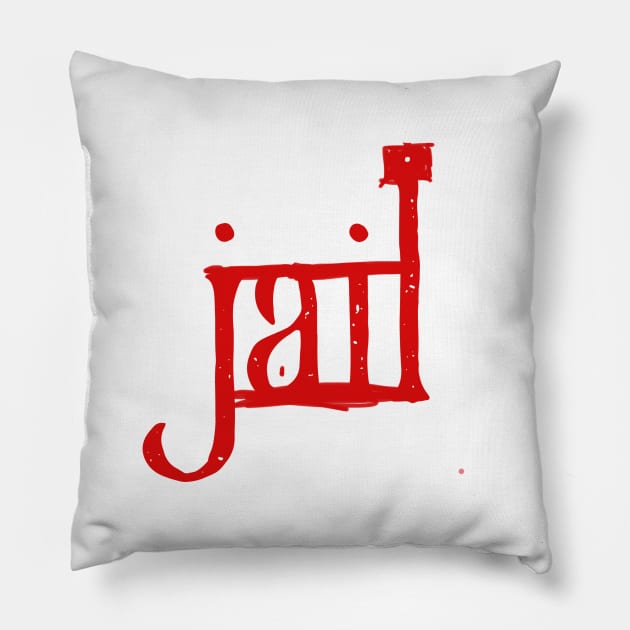 Jail typographic Design Pillow by tiaochao