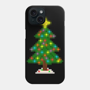 Pixel Christmas Tree with Glowing Lights (Black) Phone Case