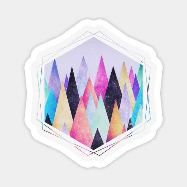 Colorful Abstract Geometric Triangle Peak Wood's Magnet by badbugs