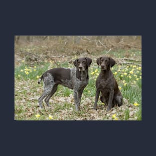 Two German Short-haired Pointers in a Field T-Shirt