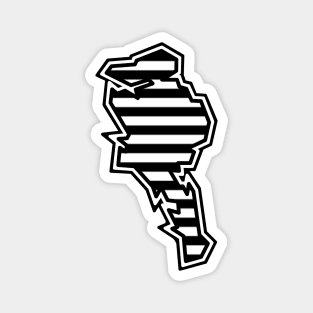 Quadra Island Silhouette in Black and White Lined Pattern - Stripes - Quadra Islandd Magnet