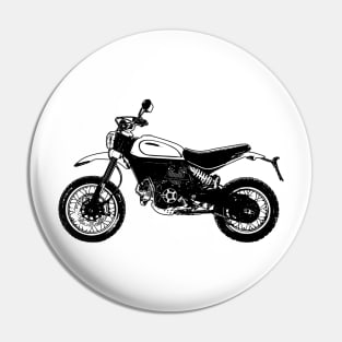 Scrambler Bike Side View Sketch Art Pin