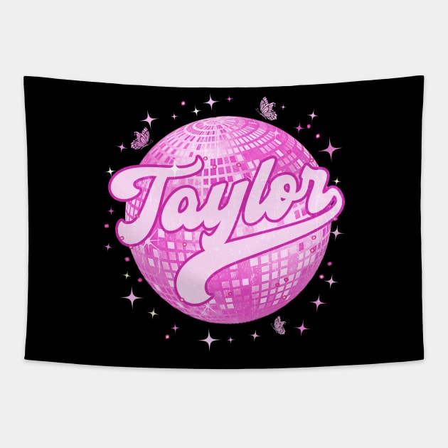 Girl Retro TAYLOR First Name Personalized Disco 70's Tapestry by Tylerestra