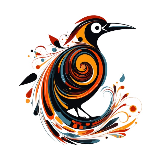 Abstract Exotic Orange and Blue Bird by MK3