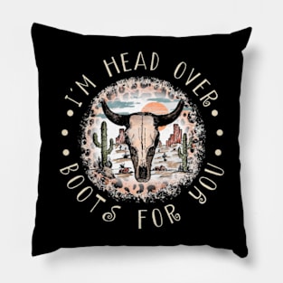 I'm Head Over Boots For You Cactus Leopard Bull-Skull Deserts Pillow