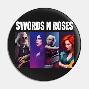 Swords N Roses II - Fantasy - Witcher Funny Pin