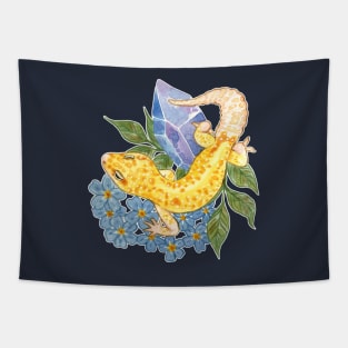 Leopard Gecko with Crystals & Forget-Me-Nots Tapestry