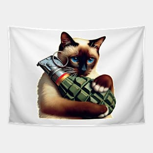 Cat and Grenade Tapestry