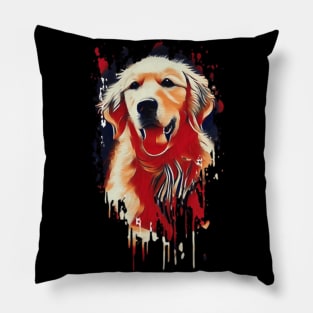 Golden retriever Tie Dye dog art design Pillow