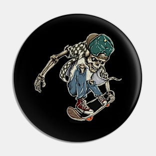 skull skeleton skateboard - Skate or Die Pin