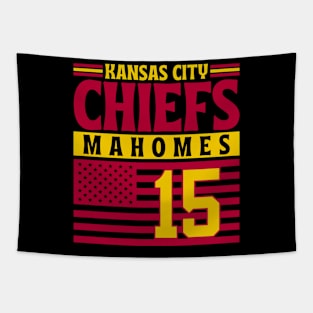 Kansas City Chiefs Mahomes 15 American Flag Football Tapestry