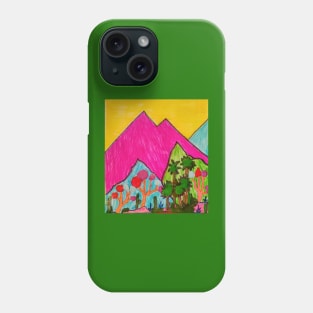 Desert Chaos Pink Mountain, Yellow Sky Phone Case