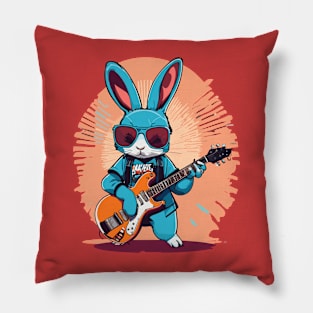 Rabbit Play Guitar Pillow