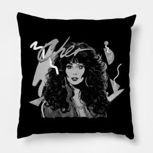 CHER 80S RETRO STYLE BLACK AND WHITE Pillow