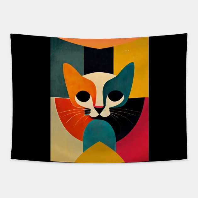 Geometric Cat Portrait Tapestry by TheJadeCat