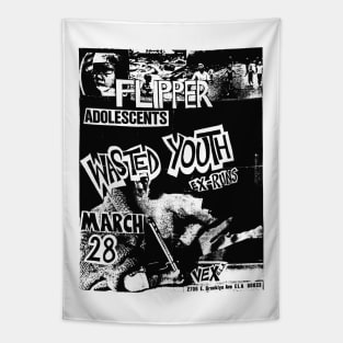 Flipper / Adolescents / Wasted Youth Punk Flyer Tapestry