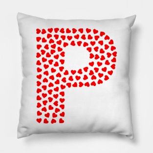 Letter P Heart Shape Initial Pillow