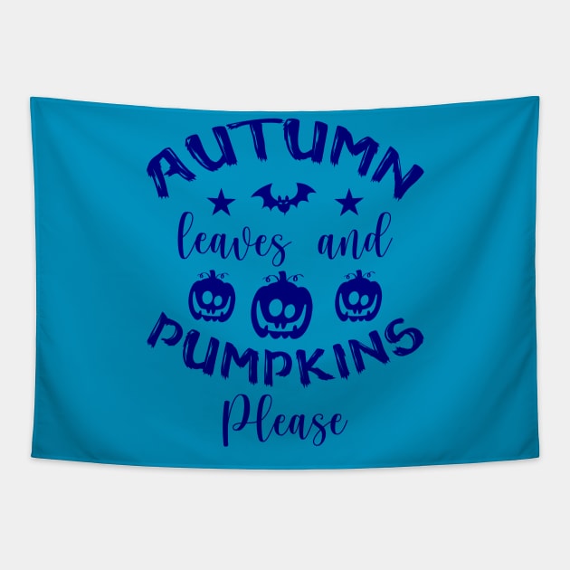 Autumn Pumpkins - Blue color Tapestry by Lebihanto