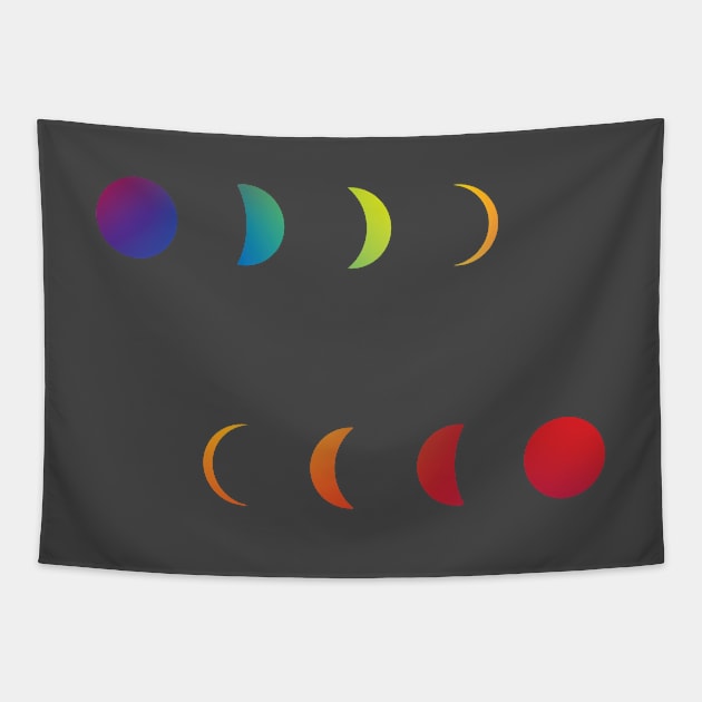 Rainbow Moon Cycles Tapestry by Nuft