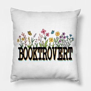 Booktrovert Floral, Colorful Book Lover Graphic Pillow