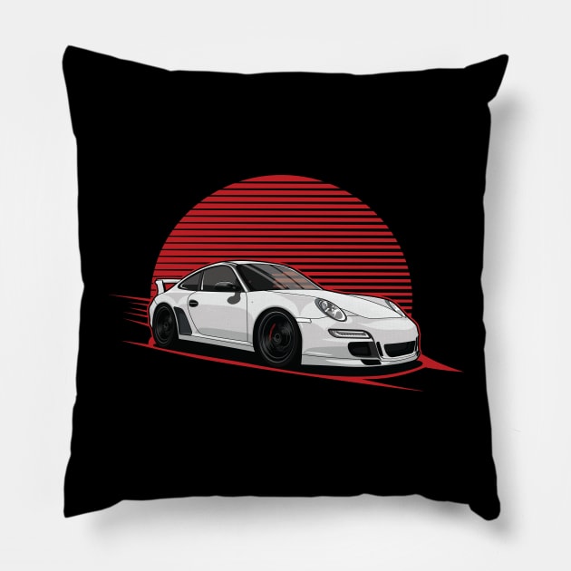 white 997 GT3 Pillow by dipurnomo