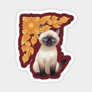 Siamese Cat and Thai Pattern Magnet