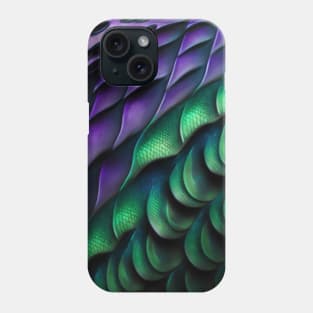 Fish skin, scales, fantasy, with pattern, purple, green Phone Case