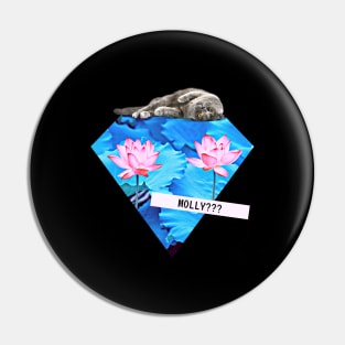 Katze Molly Lotus Diamant Techno Party Vaporwave Pin