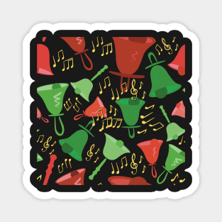 Christmas Colorful Handbells And Notes Holiday Pattern Magnet