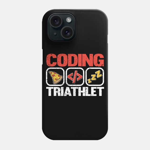 Funny Coding Triathlet Pizza Sleep Programmer Gift Phone Case by Kuehni