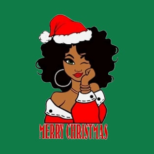 Black African American Santa Xmas T-Shirt