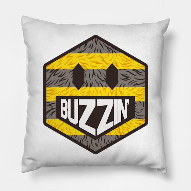 That's BUZZIN'! Mancunian Buzzing hexagon emoji Manchester Bee Pillow by jimmy-digital