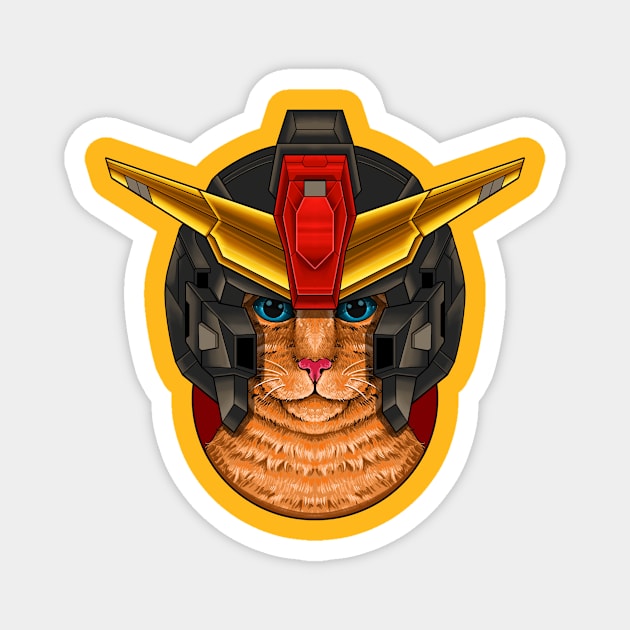 Gundam Cats: Helm Wearing Feline Fashion 3 Magnet by virgot