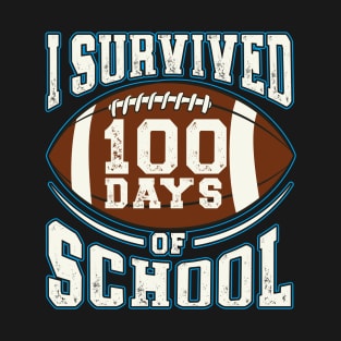 I Survived 100 Days Of school Party Cute American football T-Shirt