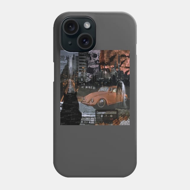 Halloween aesthetics orange NY devil New York ghost spooky creepy skeleton moon Phone Case by AGRHouse