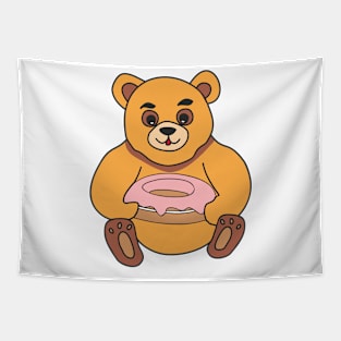 Teddy bear with donut Tapestry