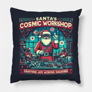 Santa's Cosmic Workshop, Crafting joy across galaxies Pillow